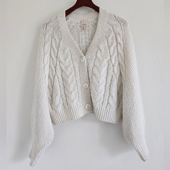 H&M Melange Dalpaga Chunky Cable Knit Alpaca Blend Cardigan size Small Oversized - Picture 7 of 16